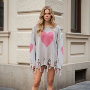 Wildfox Mint Green Sweater with Pink Heart